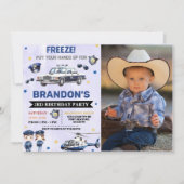 Police Boy 3rd Birthdayパーティー写真 招待状 (正面)