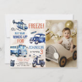 Police Boy 3rd Birthdayパーティー写真 招待状 (正面)