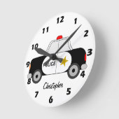 Police Car Design Personalised ラウンド壁時計 (傾斜)