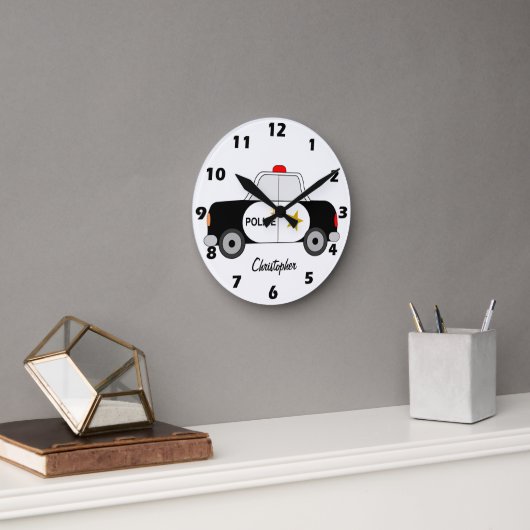 Police Car Design Personalised ラウンド壁時計 (オフィス)