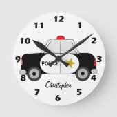Police Car Design Personalised ラウンド壁時計 (正面)