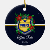 Police Christmas Elegant Holiday Party セラミックオーナメント (正面)
