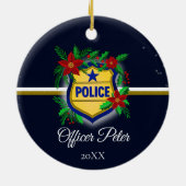 Police Christmas Elegant Holiday Party セラミックオーナメント (裏面)