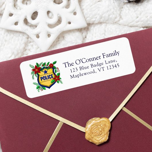 Police Christmas Elegant Holiday Return Address ラベル