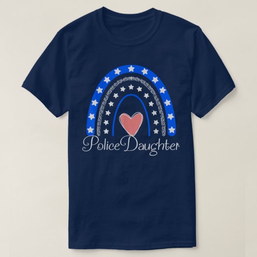 Police Daughter Boho Rainbow Funny Police Officer  Tシャツ (デザイン正面)