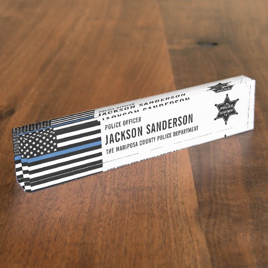 Police Department Law Enforcement Sheriff Badge デスクネームプレート (側面)