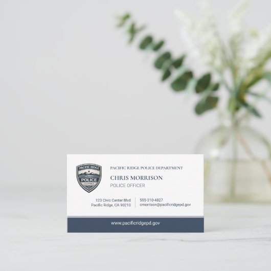 Police Department QR Code Logo Business Card 名刺 (スタンド正面)
