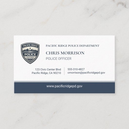 Police Department QR Code Logo Business Card 名刺 (正面)