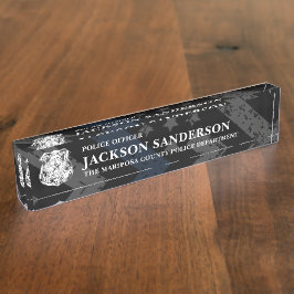 Police Department Thin Blue Line Logo Officer デスクネームプレート