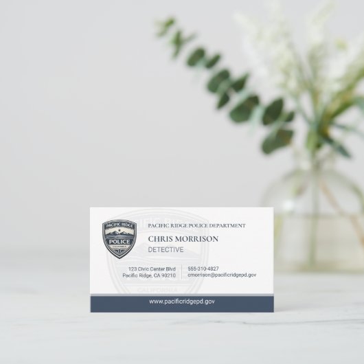 Police Detective Logo Modern Business Card 名刺 (スタンド正面)