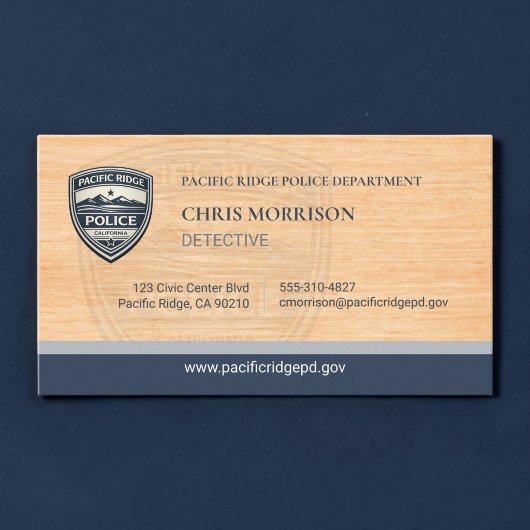 Police Detective Rustic Wood Business Card 名刺