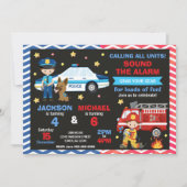 Police & Firefighter Joint Birthday 招待状 (正面)
