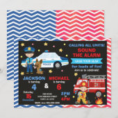 Police & Firefighter Joint Birthday 招待状 (正面/裏面)