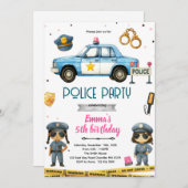 Police girl party theme invitation 招待状 (正面/裏面)