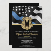 Police Graduation Law Enforcement Monogram Initial 招待状 (正面/裏面)