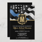 Police Graduation Law Enforcement Monogram Initial 招待状 (正面/裏面)