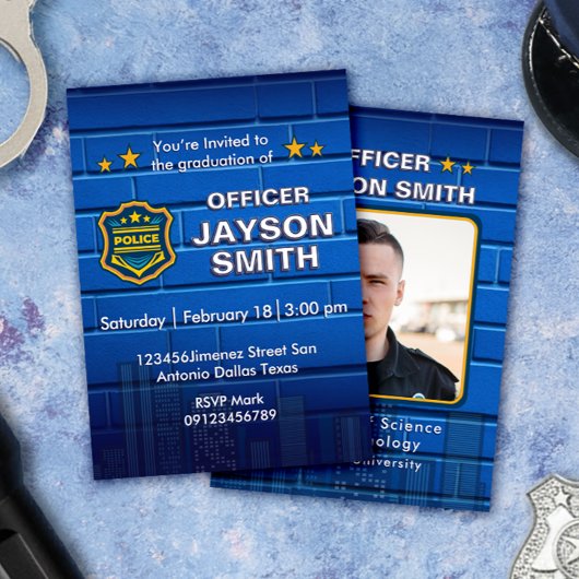 Police Graduation Party with Photo 招待状