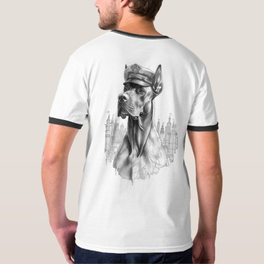 Police Great Dane Statue Tシャツ (裏面フル)