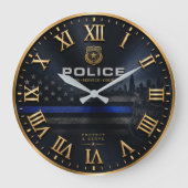 Police Honor Service Courage Law Enforcement Gif ラージ壁時計 (正面)