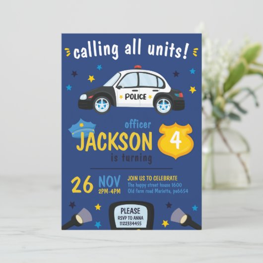 Police Invitation for Birthday Party Cops 招待状 (スタンド正面)