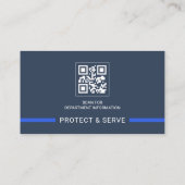 Police Law Enforcement QR Code Thin Blue Line 名刺 (裏面)