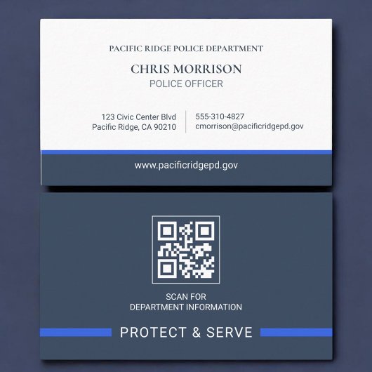 Police Law Enforcement QR Code Thin Blue Line 名刺
