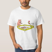 Police Line Do Not Cross Pig And Chicken Funny Foo Tシャツ (正面)