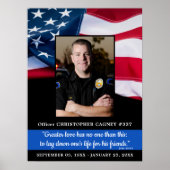 Police Memorial Blue Line American Flag Funeral ポスター (正面)