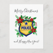 Police Merry Christmas & Happy New Year Shield シーズンポストカード (正面)