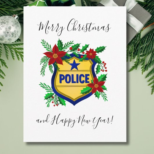 Police Merry Christmas & Happy New Year Shield シーズンポストカード