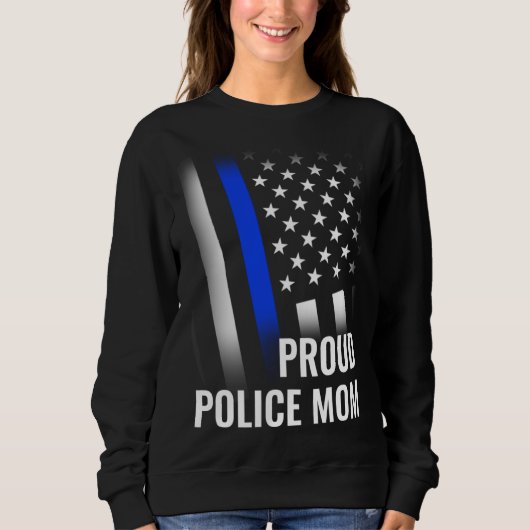 Police Mom Printed On Back Proud Police Flag スウェットシャツ (正面)