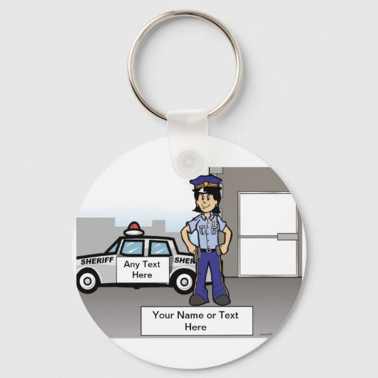 Police Officer – 漫画(PrintedPerfection.com) キーホルダー (正面)
