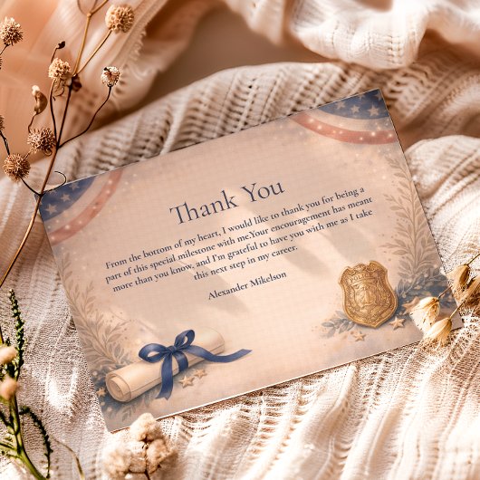 Police Officer Academy Milestone Graduation サンキューカード