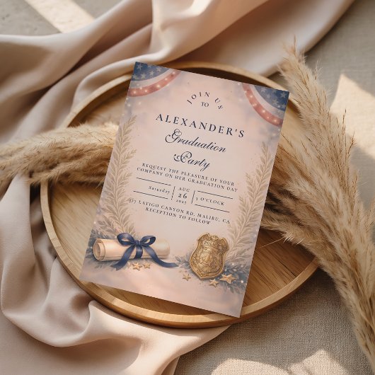 Police Officer Academy Milestone Graduation 招待状