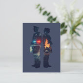 Police Officer and Nurse Couple Silhouette ポストカード (スタンド正面)