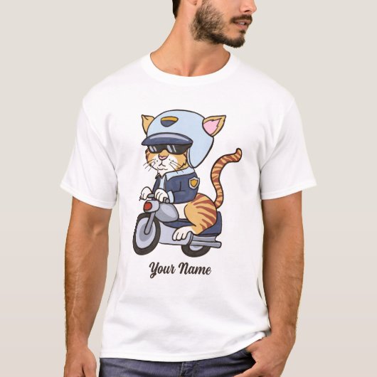 Police Officer Cat - Traffic クール Cop猫好き Tシャツ (正面)