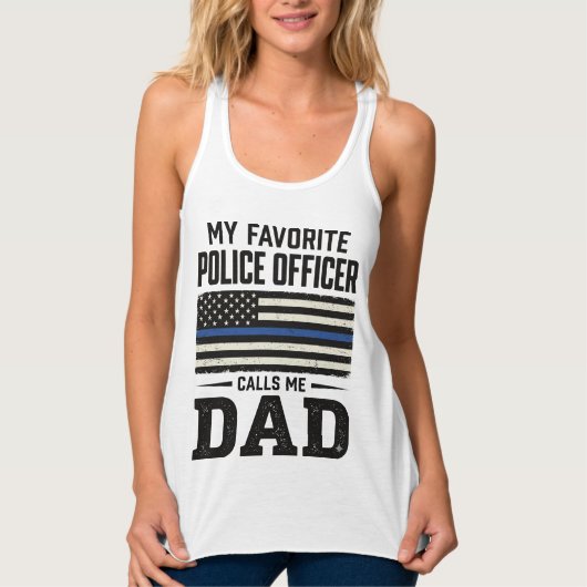 Police Officer Dad Vintage Flag Shirt Design_1 タンクトップ (正面)