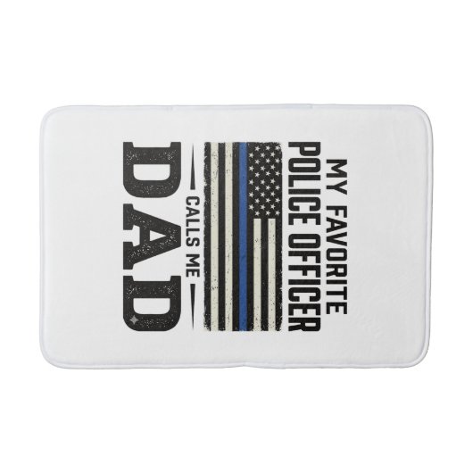 Police Officer Dad Vintage Flag Shirt Design_1 バスマット (正面)