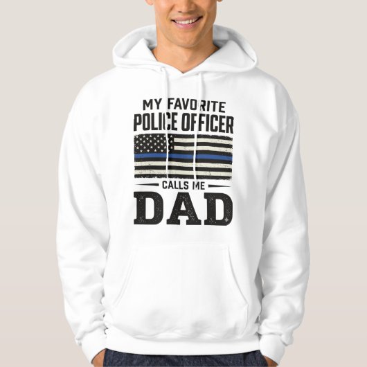 Police Officer Dad Vintage Flag Shirt Design_1 パーカ (正面)