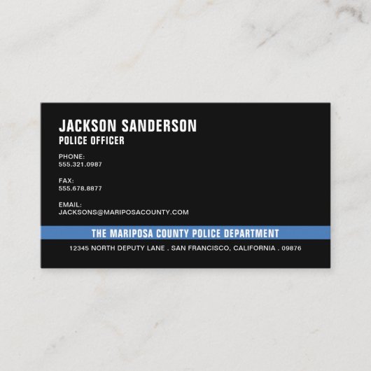 Police Officer Department Law Enforcement 名刺 (正面)