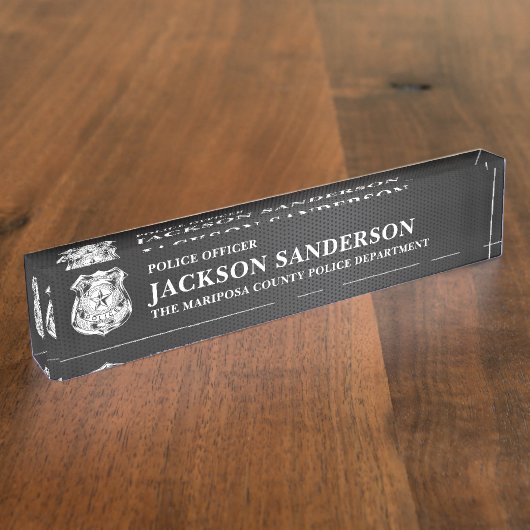 Police Officer Department Law Enforcement Logo デスクネームプレート (側面)