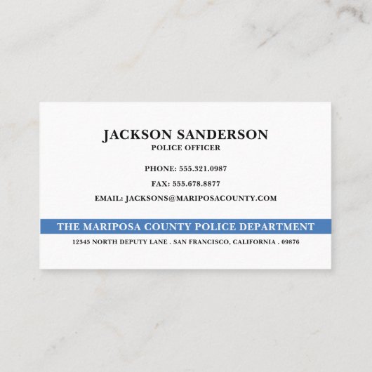 Police Officer Department Law Enforcement Logo 名刺 (裏面)