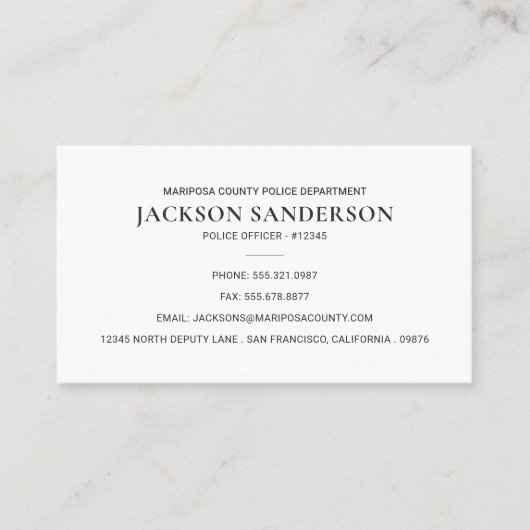 Police Officer Department Law Enforcement QR Code 名刺 (正面)