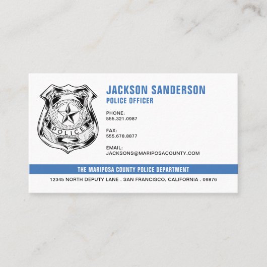 Police Officer Department Logo Law Enforcement 名刺 (正面)