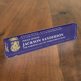 Police Officer Department Thin Blue Line Badge デスクネームプレート