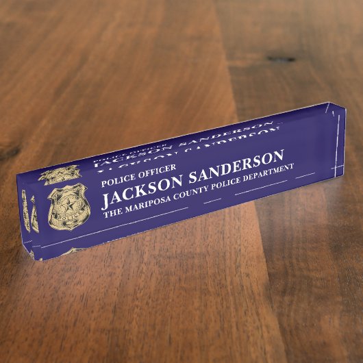 Police Officer Department Thin Blue Line Badge デスクネームプレート (側面)