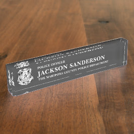 Police Officer Department Thin Blue Line Logo デスクネームプレート