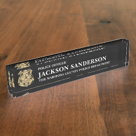 Police Officer Department Thin Blue Line Logo デスクネームプレート