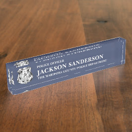 Police Officer Department Thin Blue Line Logo デスクネームプレート