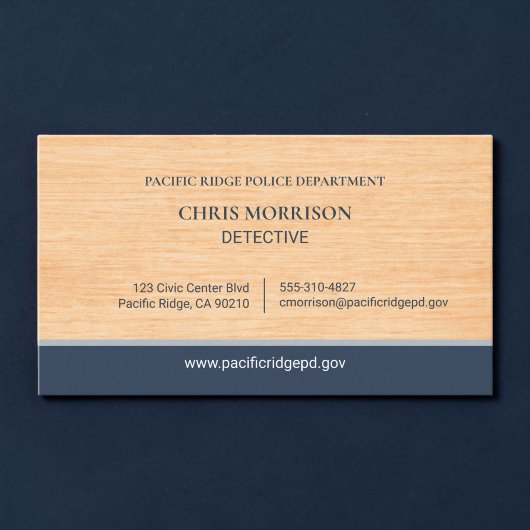 Police Officer Detective Wood Logo Business Card 名刺